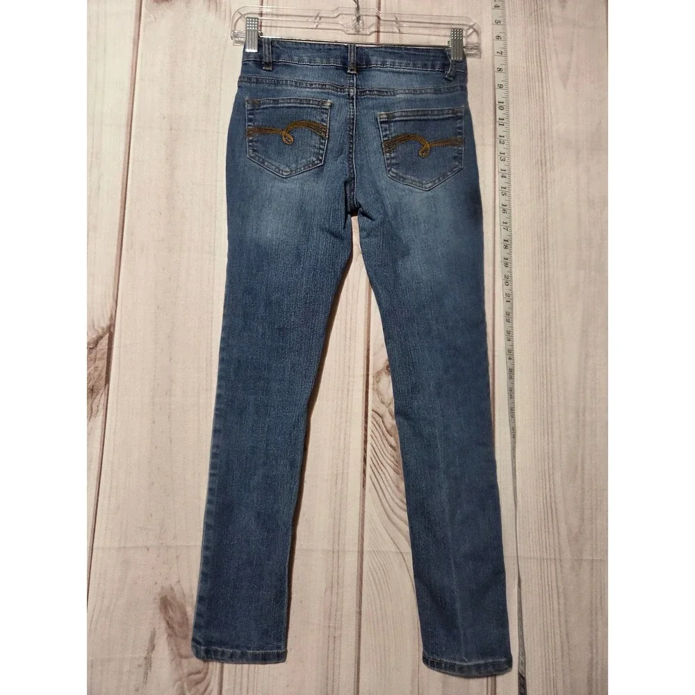 Justice Girls Size 10 Super‎ Skinny Jeans Blue Floral Paisley Print